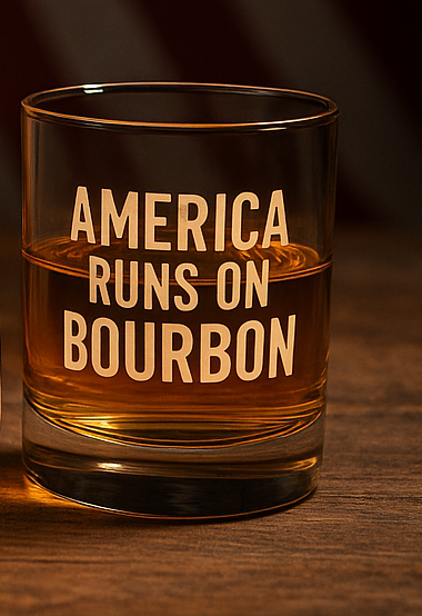 America Runs on Bourbon Whiskey Glass Pair