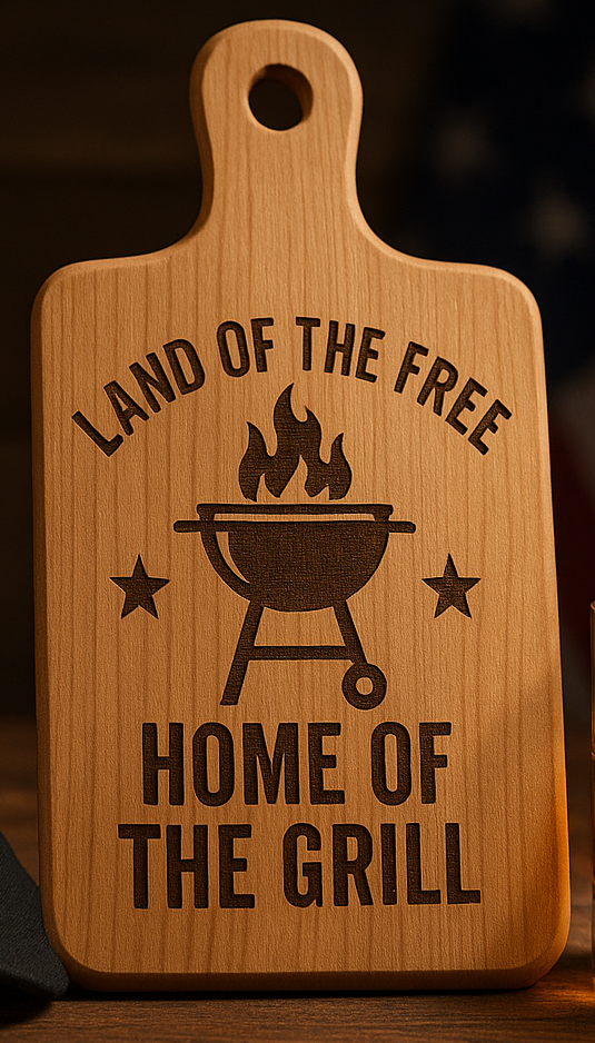 Cutting Board: Land of the Free - Home of The Grill